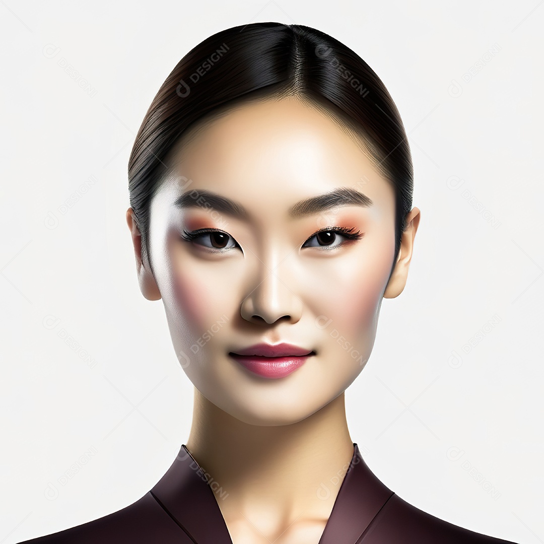 Retrato de uma mulher asiática em uma malha detalhada