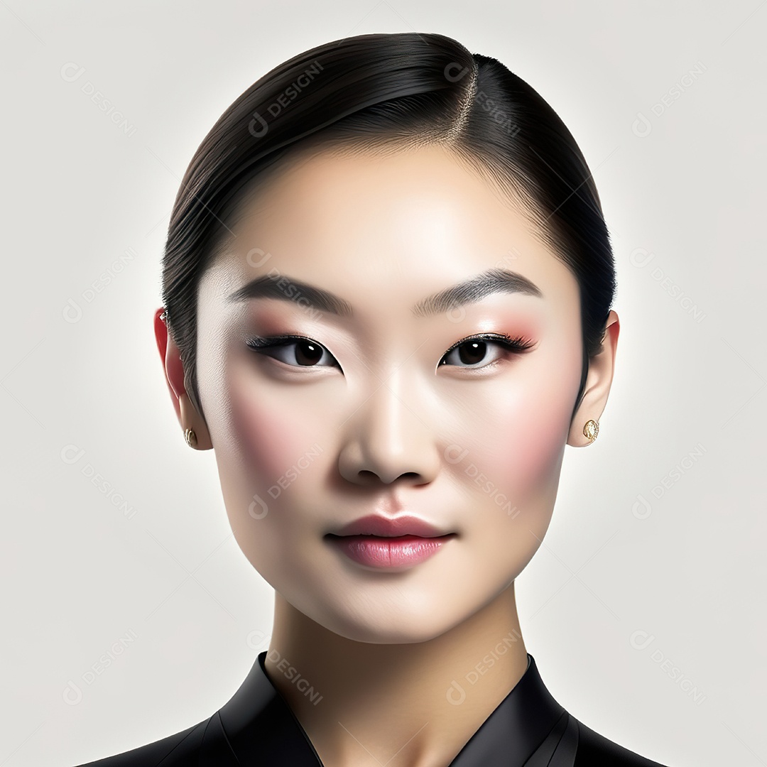 Retrato de uma mulher asiática em uma malha detalhada