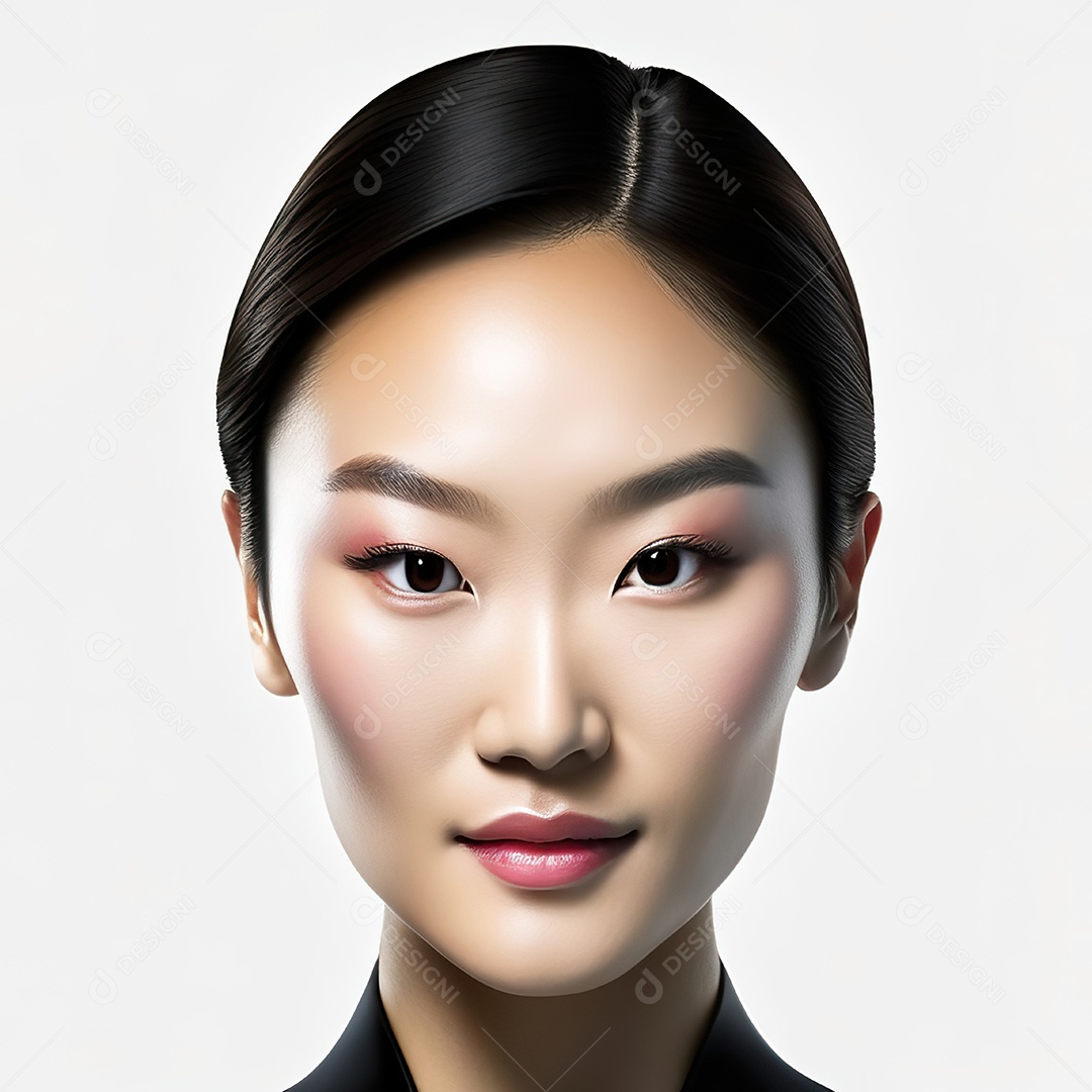 Retrato de uma mulher asiática em uma malha detalhada