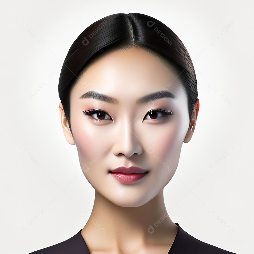 Retrato de uma mulher asiática em uma malha detalhada