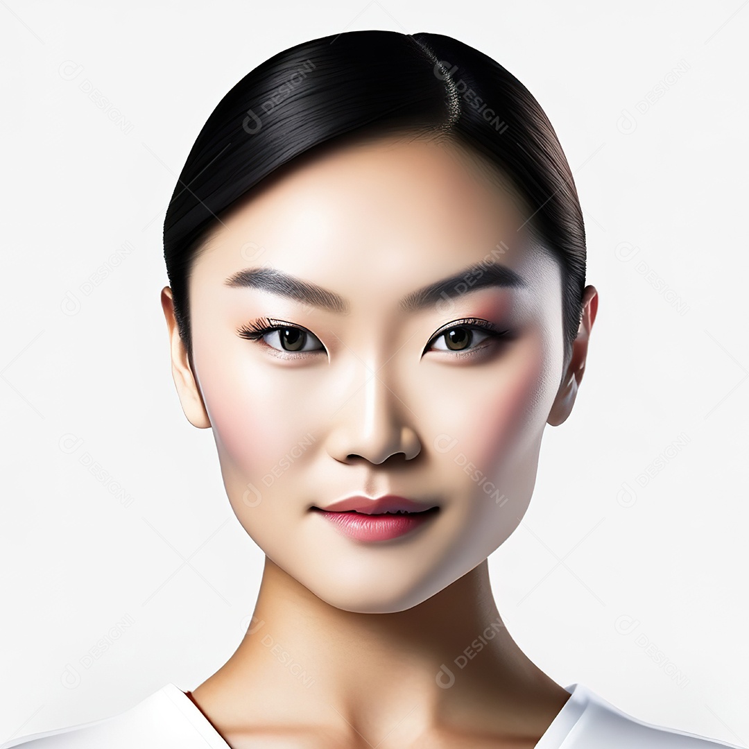 Retrato de uma mulher asiática em uma malha detalhada