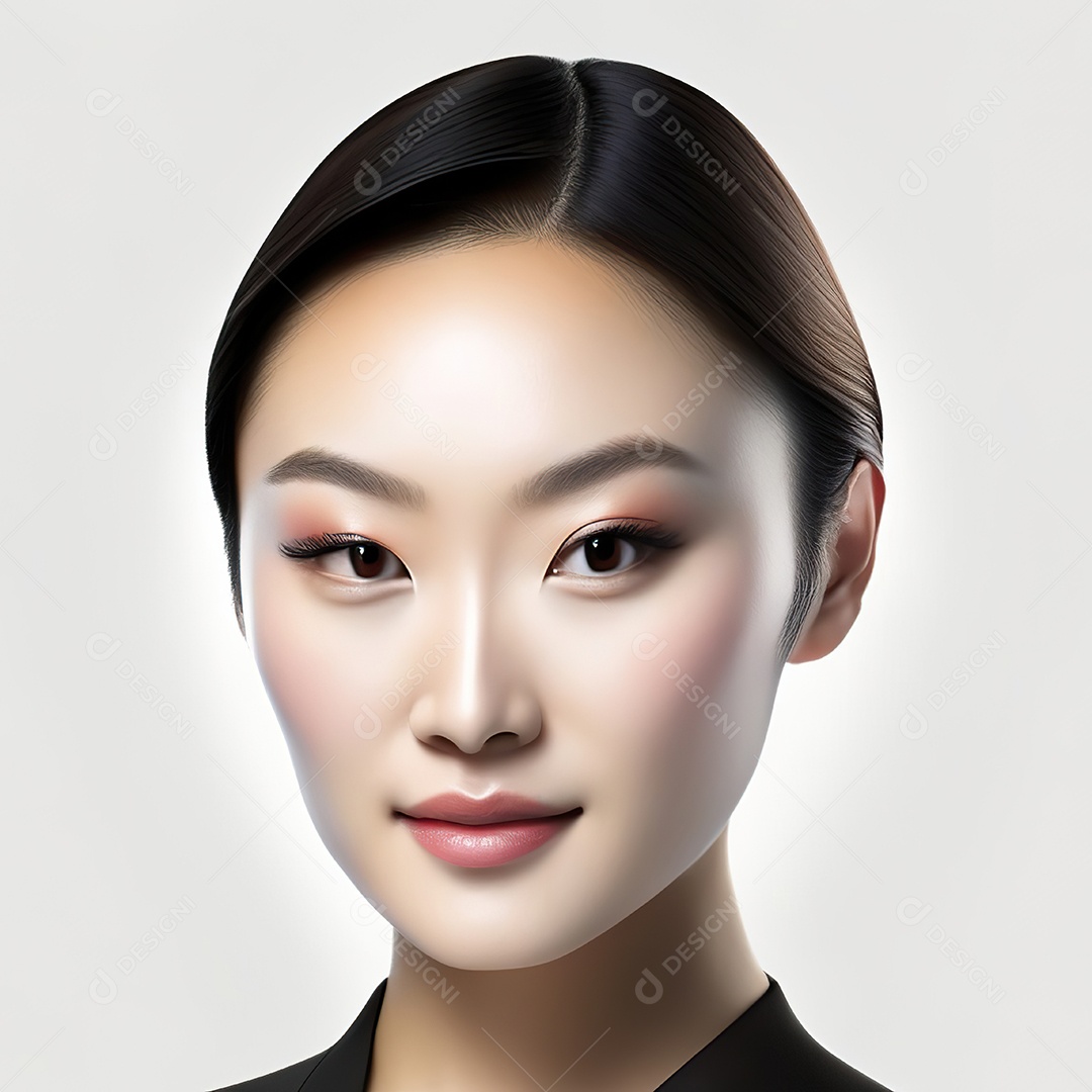 Retrato de uma mulher asiática em uma malha detalhada