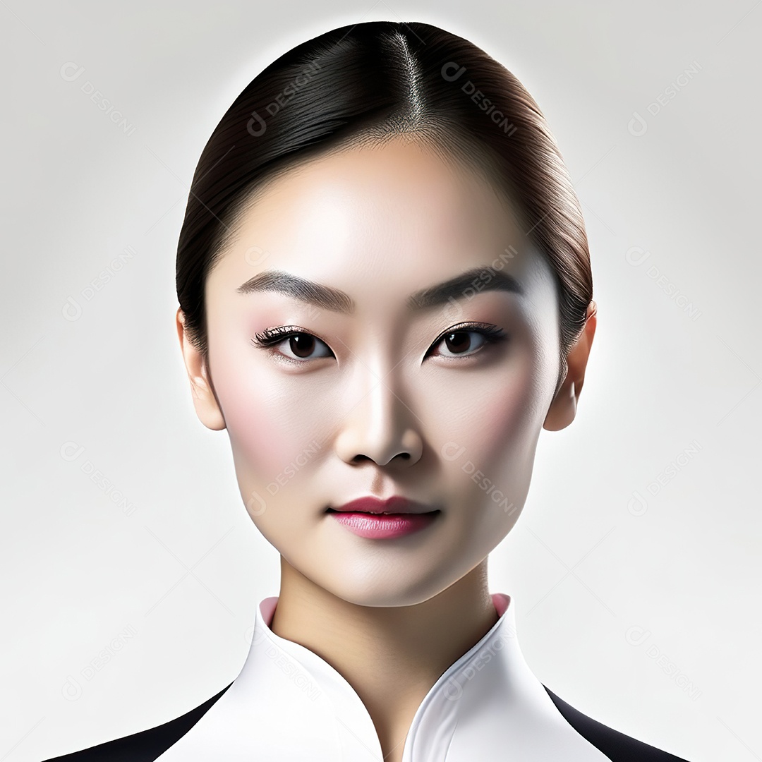 Retrato de uma mulher asiática em uma malha detalhada