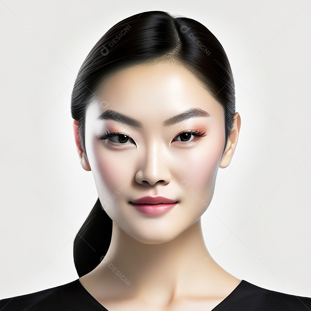 Retrato de uma mulher asiática em uma malha detalhada