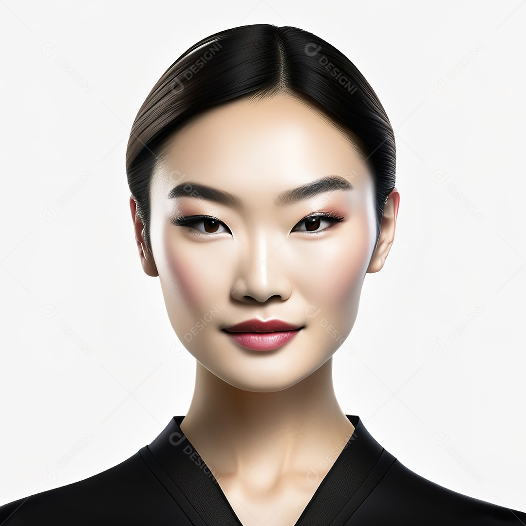 Retrato de uma mulher asiática em uma malha detalhada