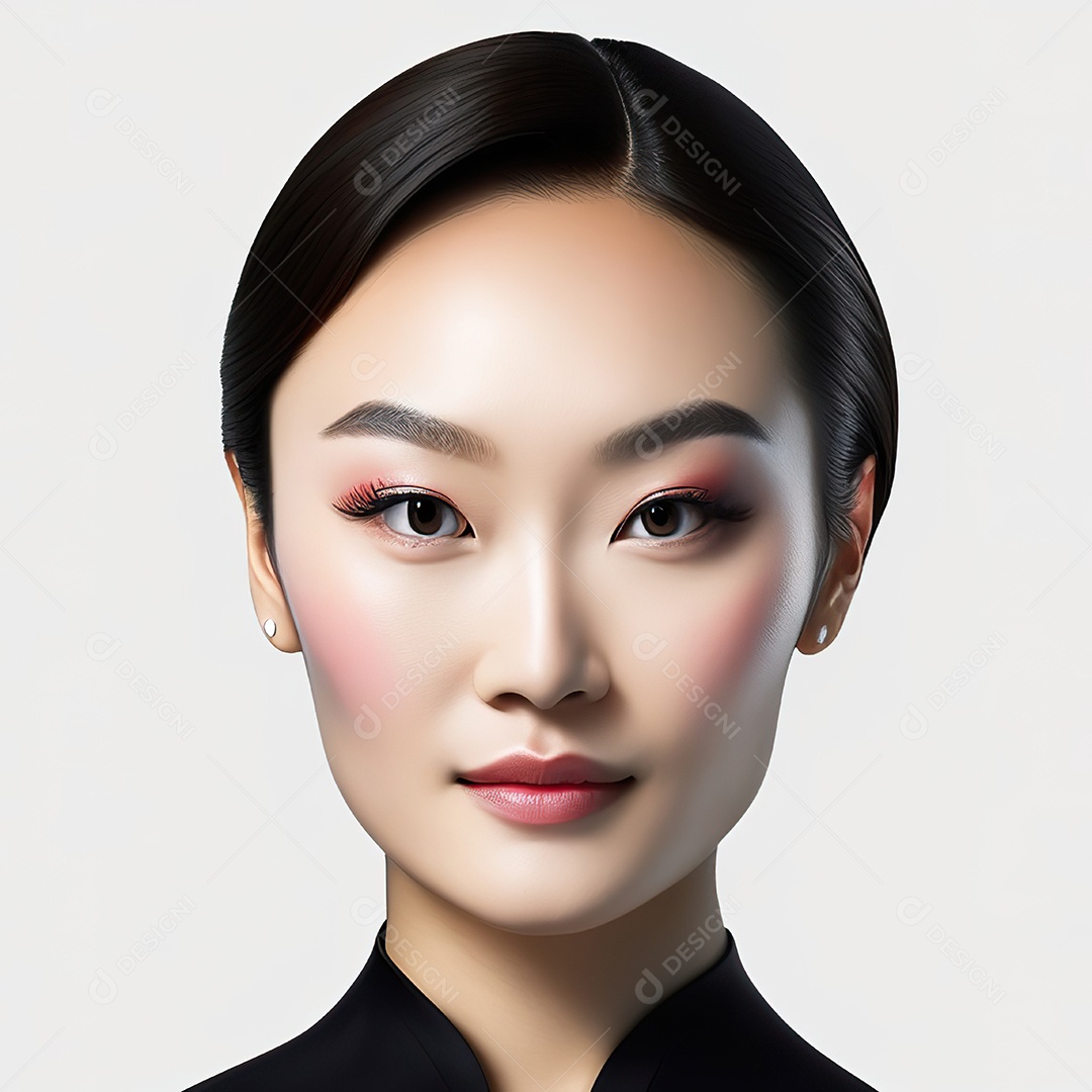 Retrato de uma mulher asiática em uma malha detalhada