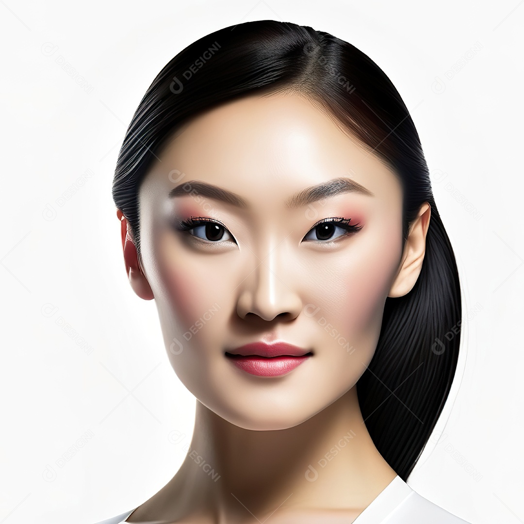 Retrato de uma mulher asiática em uma malha detalhada