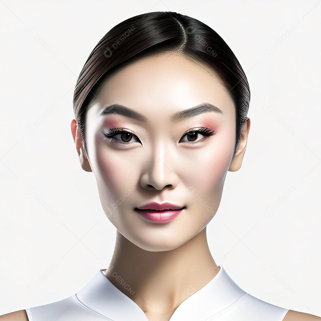 Retrato de uma mulher asiática em uma malha detalhada