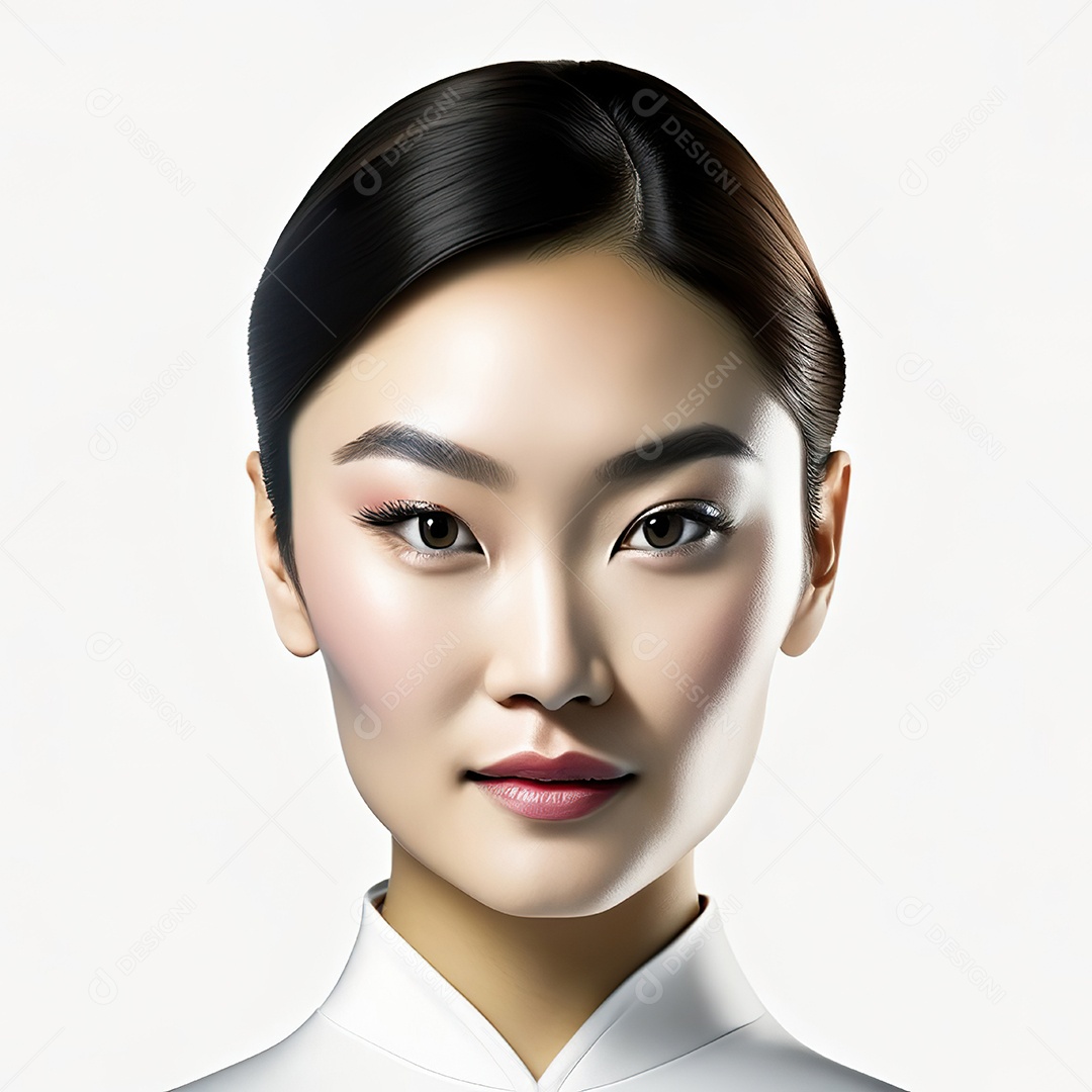 Retrato de uma mulher asiática em uma malha detalhada