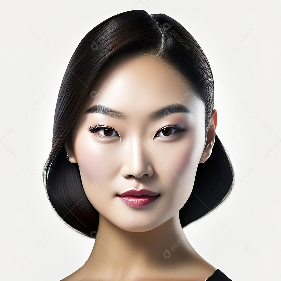 Retrato de uma mulher asiática em uma malha detalhada