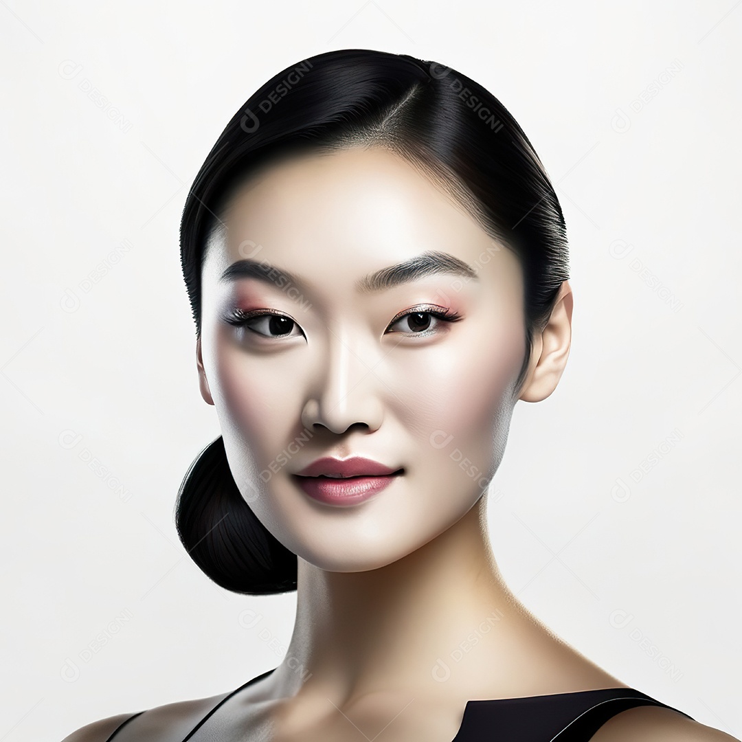 Retrato de uma mulher asiática em uma malha detalhada