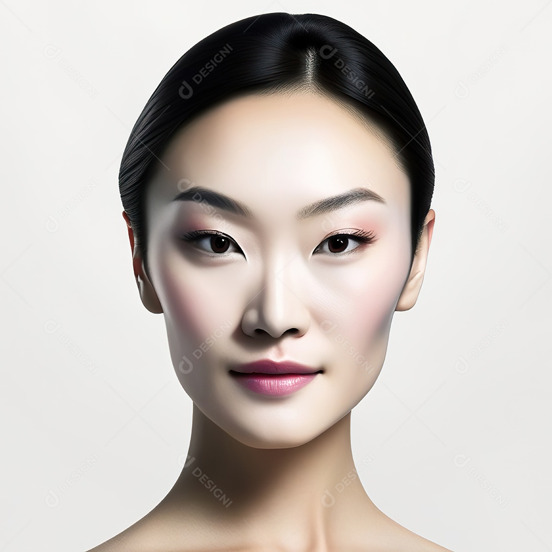 Retrato de uma mulher asiática em uma malha detalhada