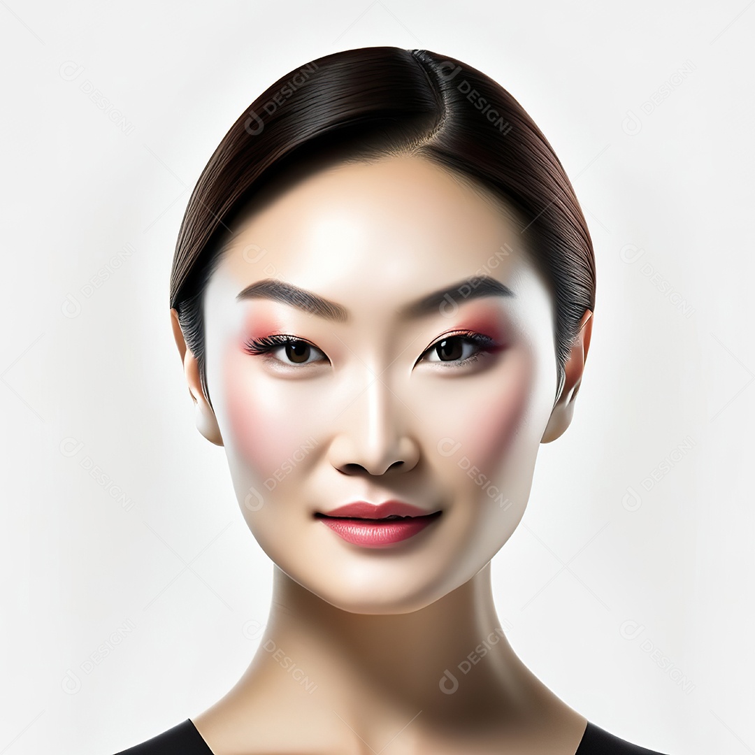 Retrato de uma mulher asiática em uma malha detalhada