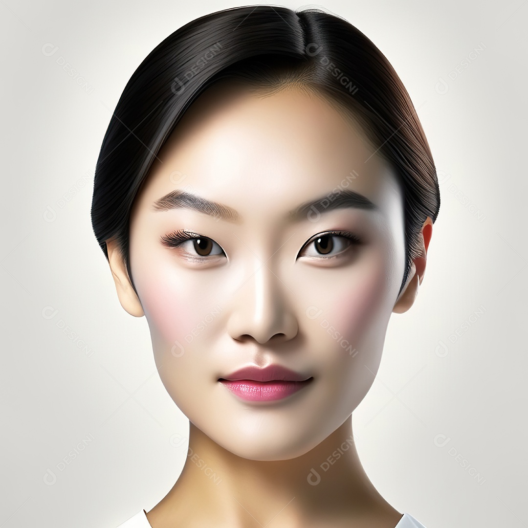 Retrato de uma mulher asiática em uma malha detalhada