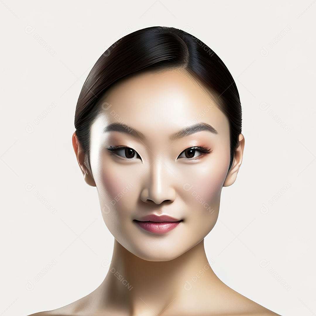 Retrato de uma mulher asiática em uma malha detalhada