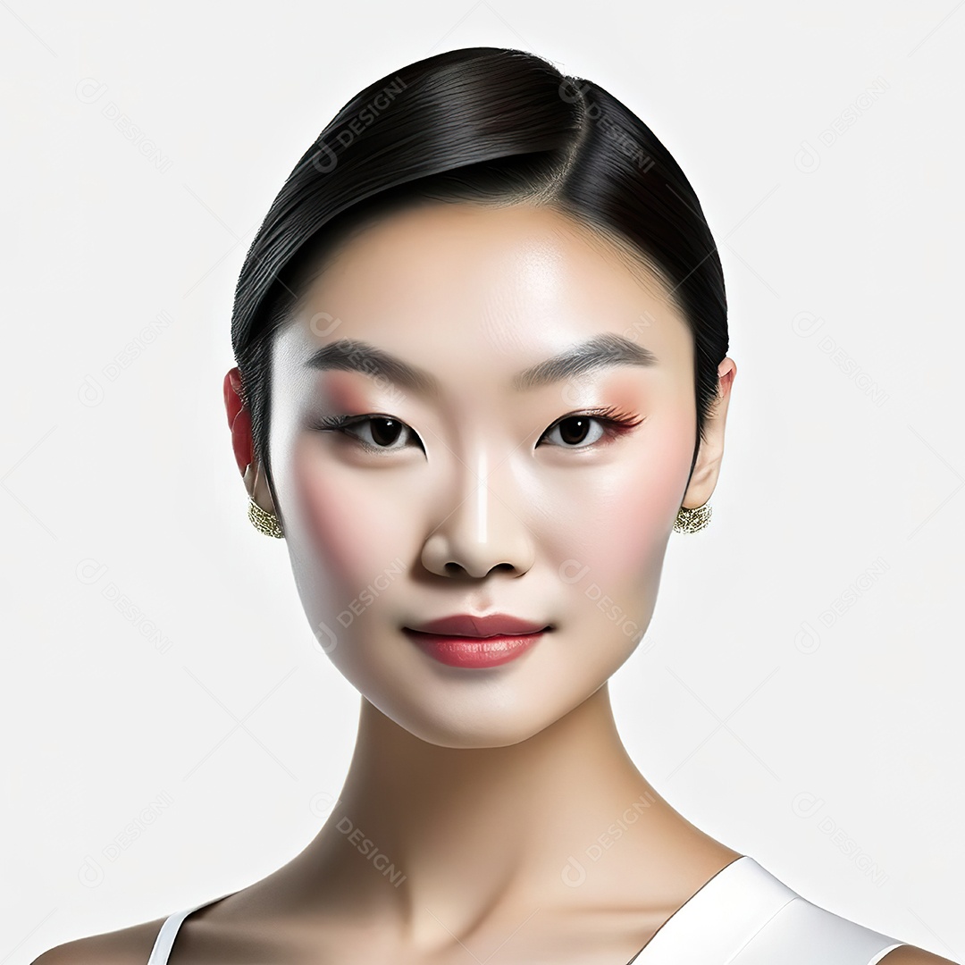 Retrato de uma mulher asiática em uma malha detalhada