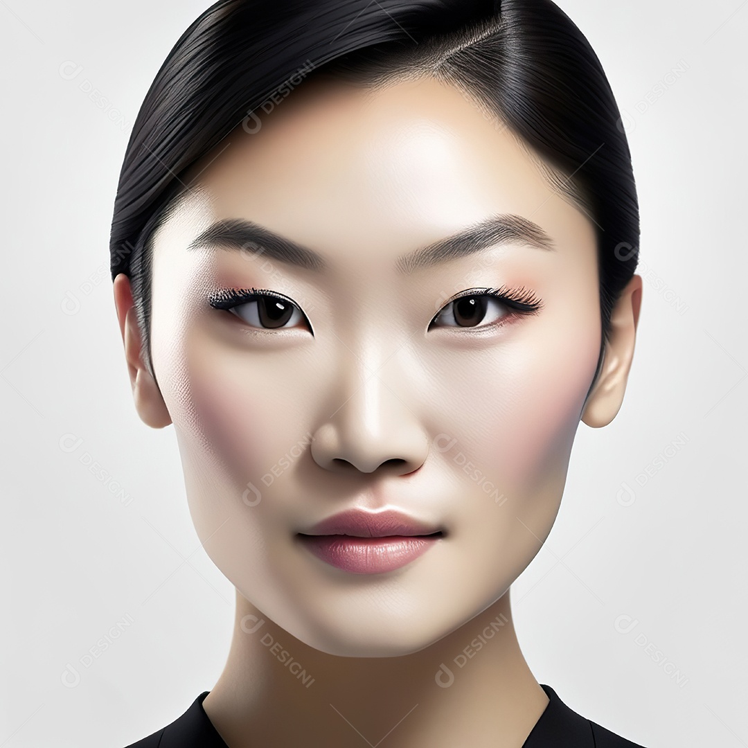 Retrato de uma mulher asiática em uma malha detalhada