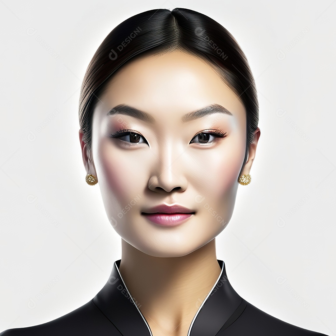 Retrato de uma mulher asiática em uma malha detalhada