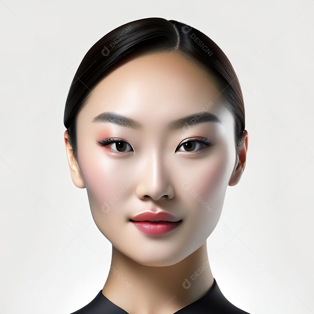 Retrato de uma mulher asiática em uma malha detalhada