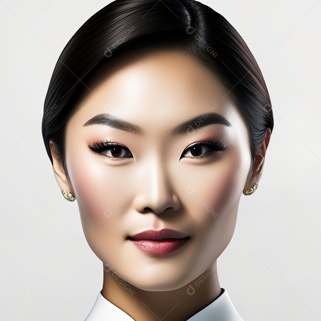 Retrato de uma mulher asiática em uma malha detalhada