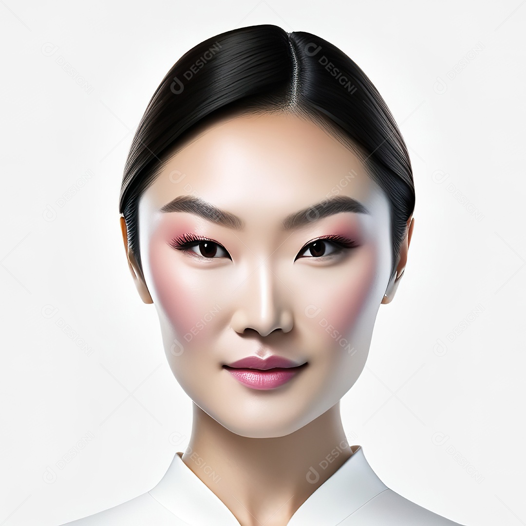 Retrato de uma mulher asiática em uma malha detalhada