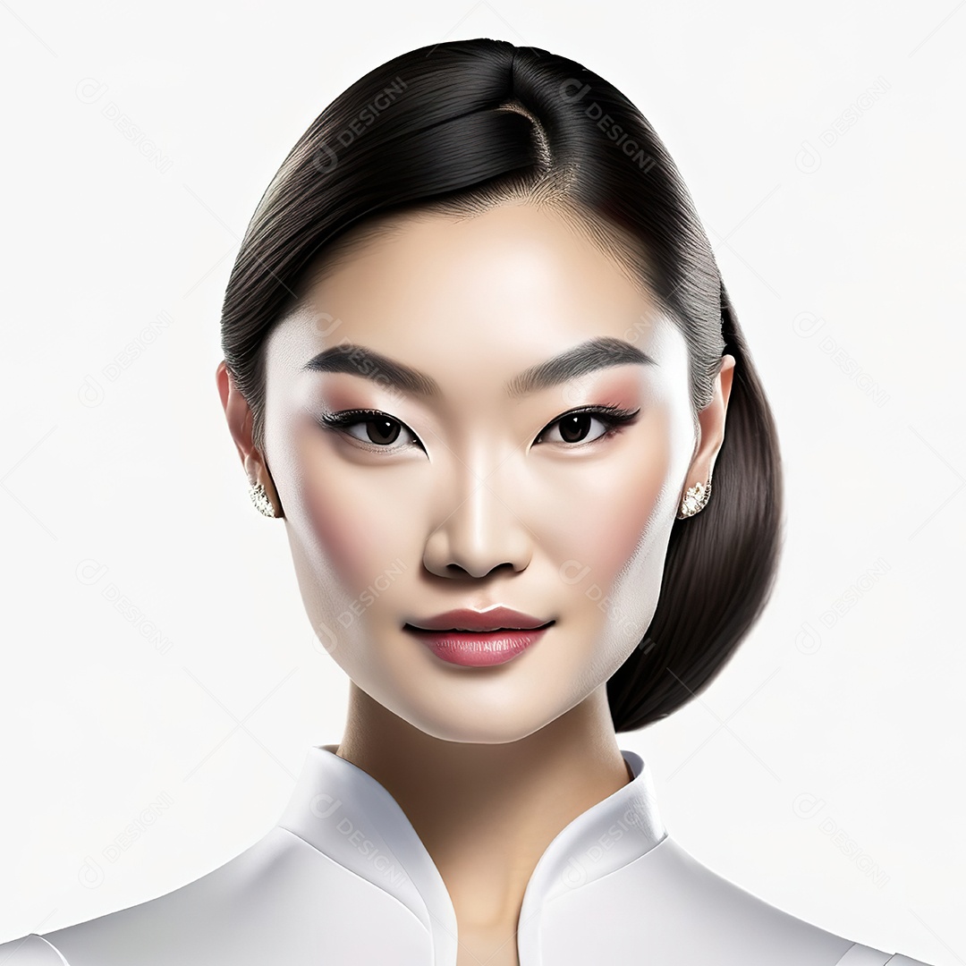 Retrato de uma mulher asiática em uma malha detalhada