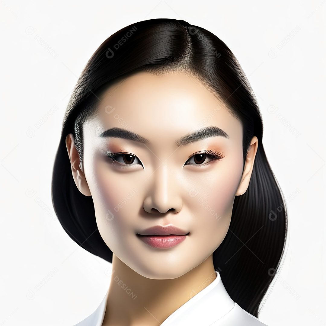 Retrato de uma mulher asiática em uma malha detalhada