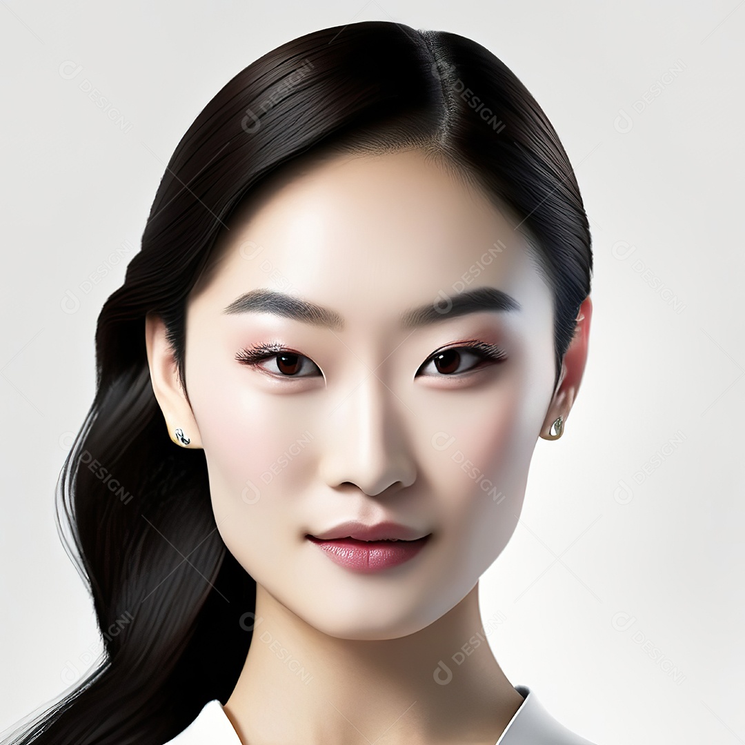 Retrato de uma mulher asiática em uma malha detalhada