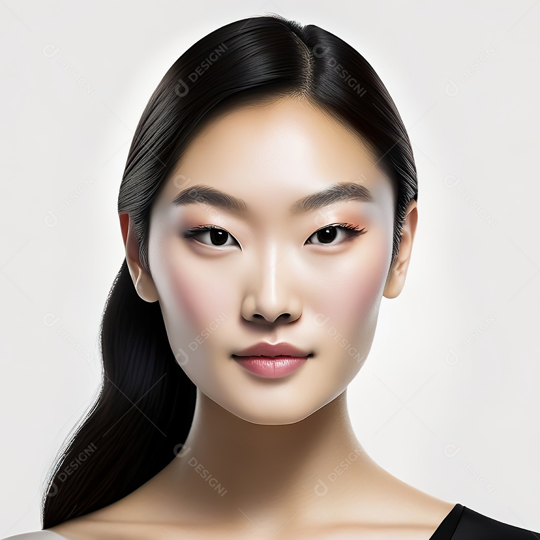 Retrato de uma mulher asiática em uma malha detalhada