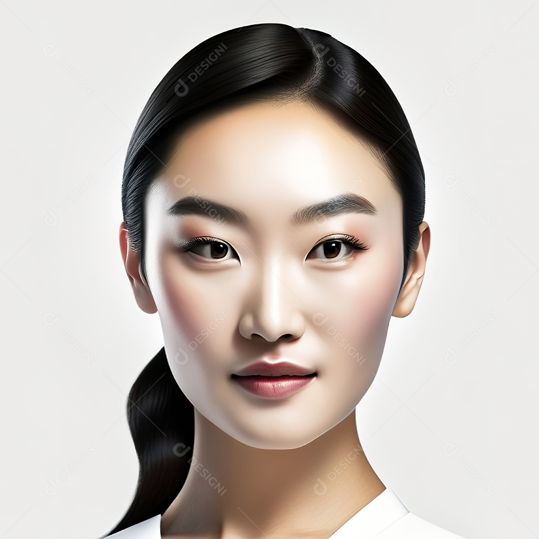 Retrato de uma mulher asiática em uma malha detalhada