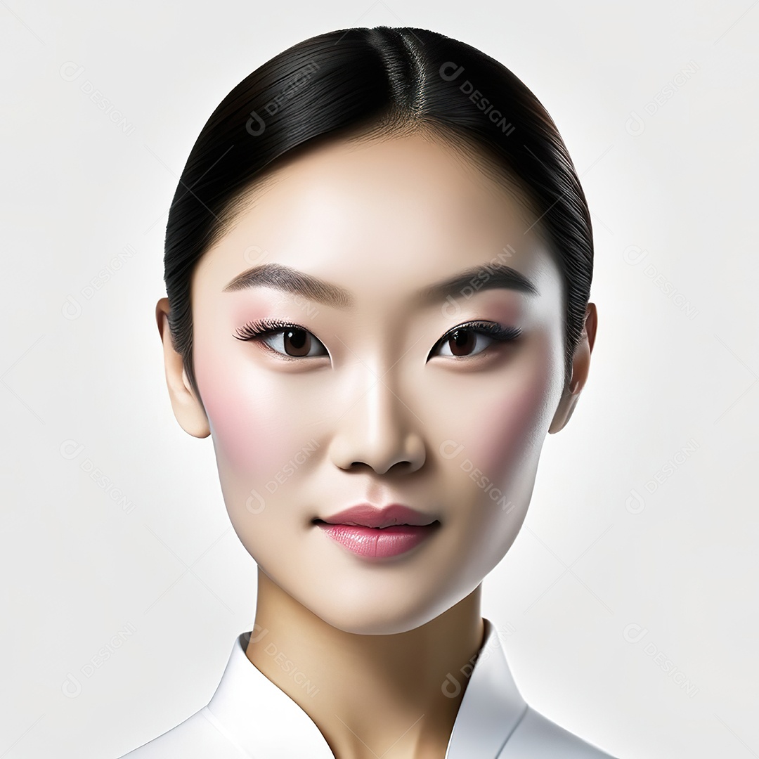 Retrato de uma mulher asiática em uma malha detalhada