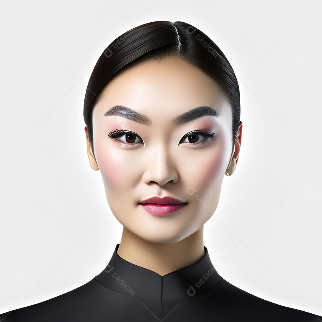 Retrato de uma mulher asiática em uma malha detalhada