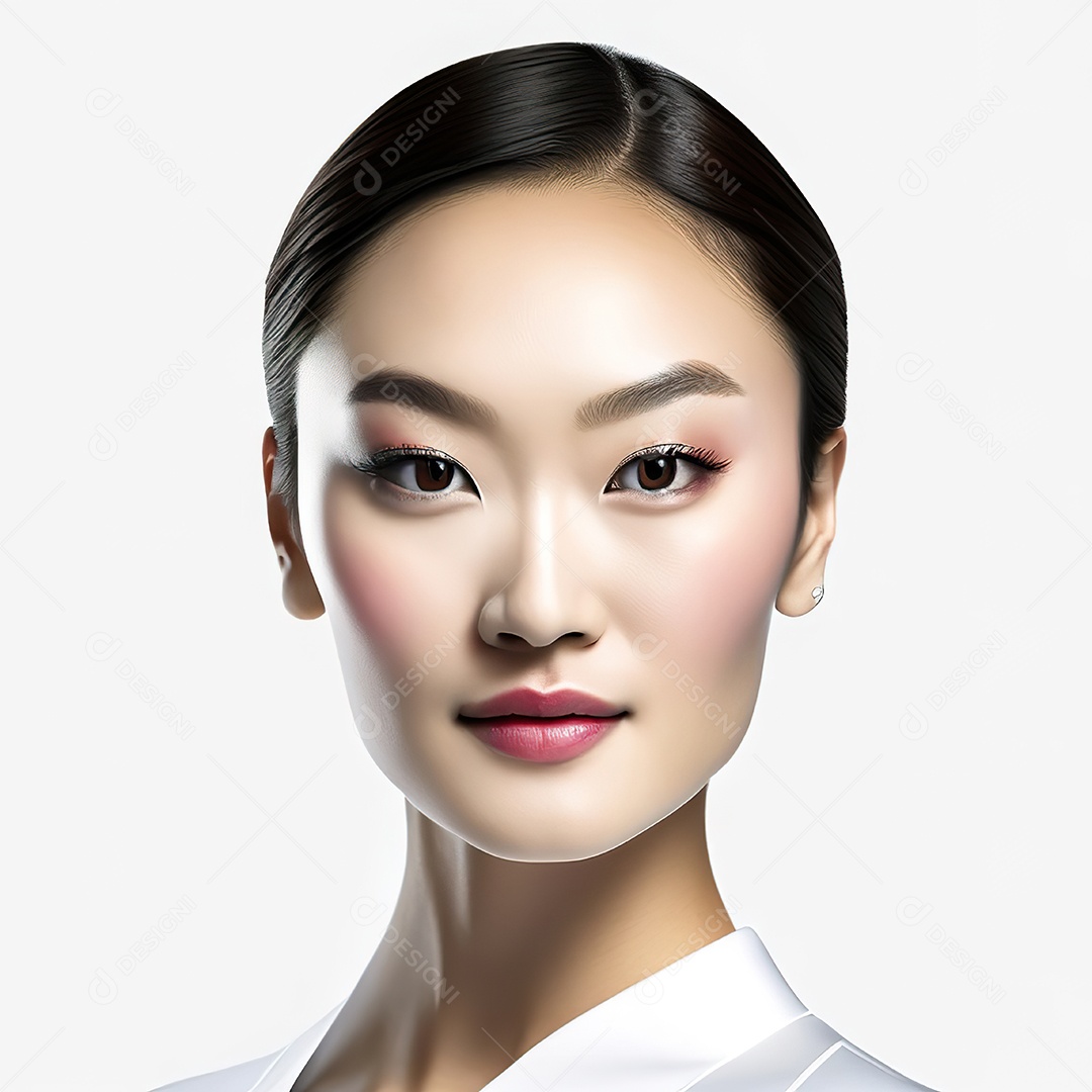 Retrato de uma mulher asiática em uma malha detalhada