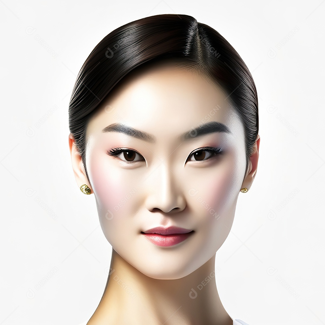 Retrato de uma mulher asiática em uma malha detalhada