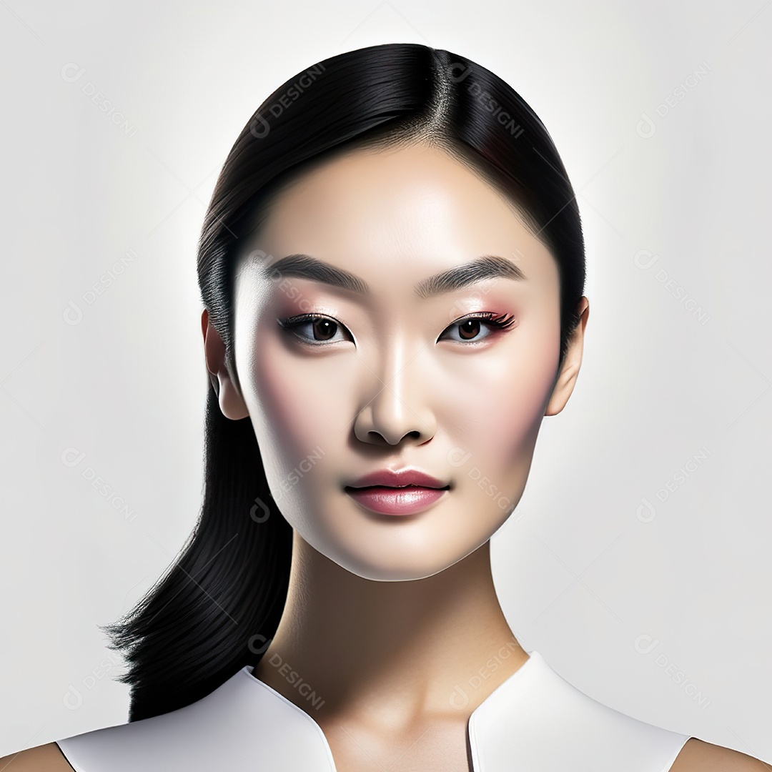 Retrato de uma mulher asiática em uma malha detalhada