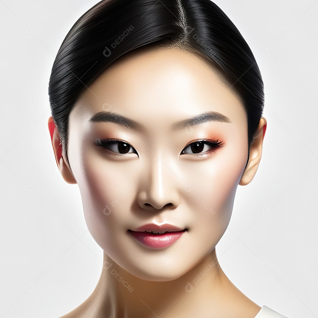 Retrato de uma mulher asiática em uma malha detalhada