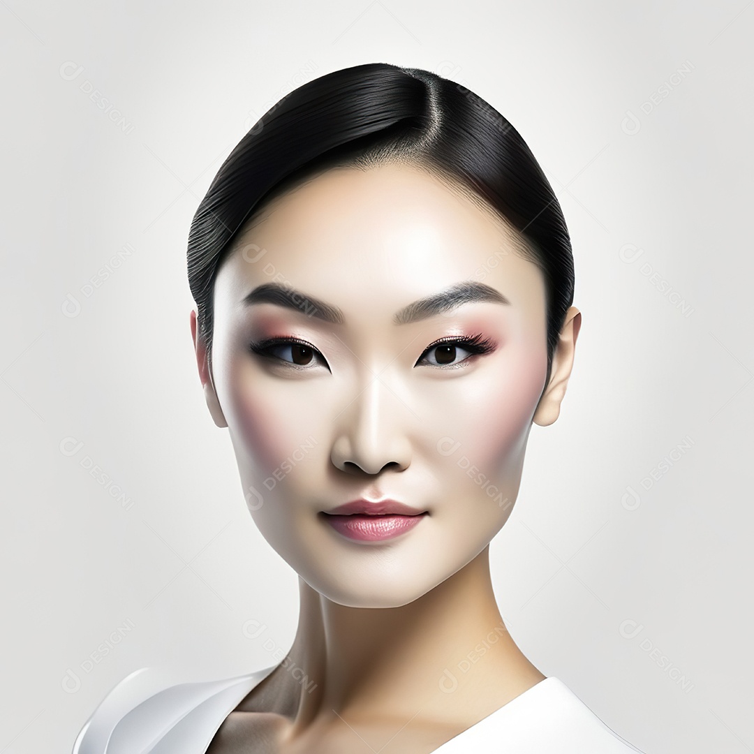 Retrato de uma mulher asiática em uma malha detalhada