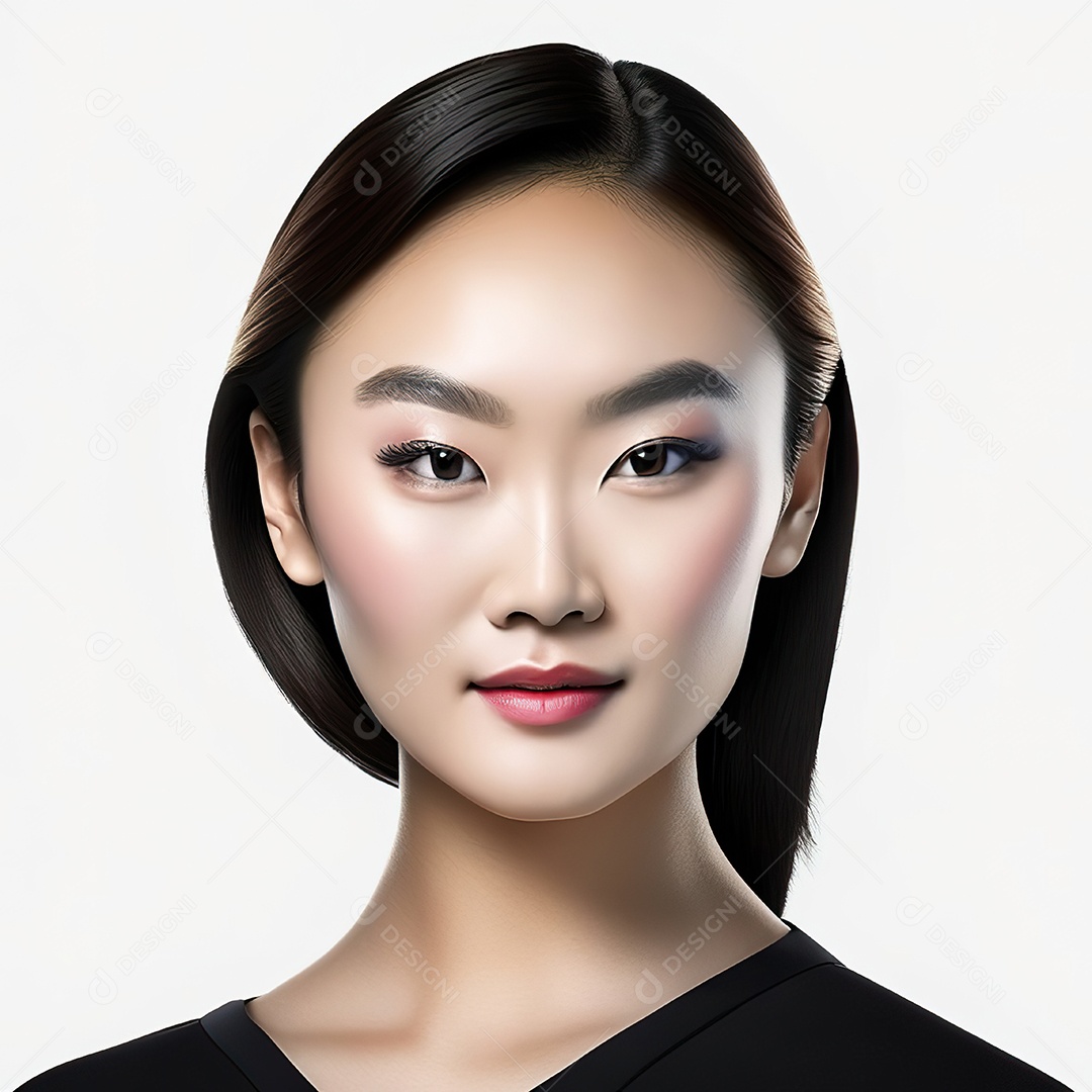 Retrato de uma mulher asiática em uma malha detalhada