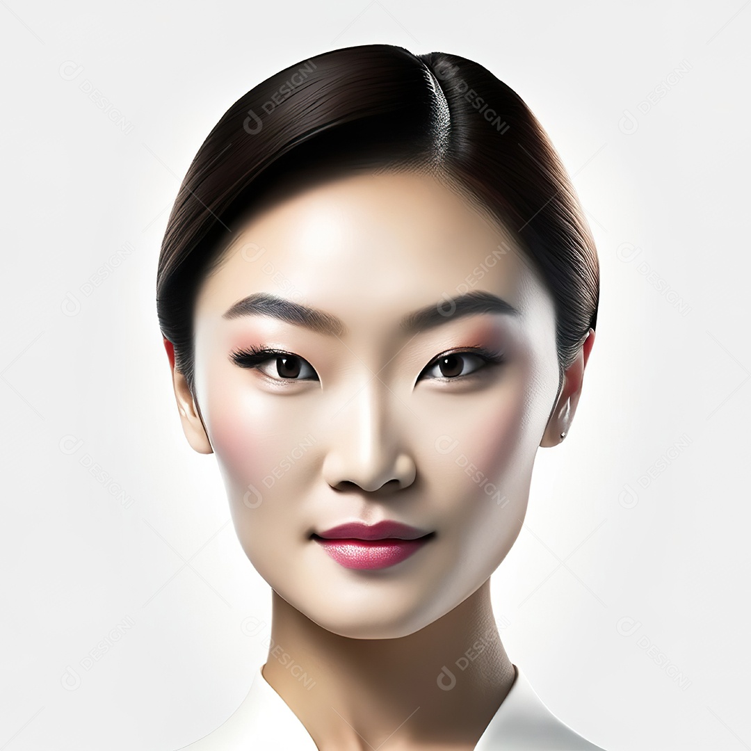 Retrato de uma mulher asiática em uma malha detalhada