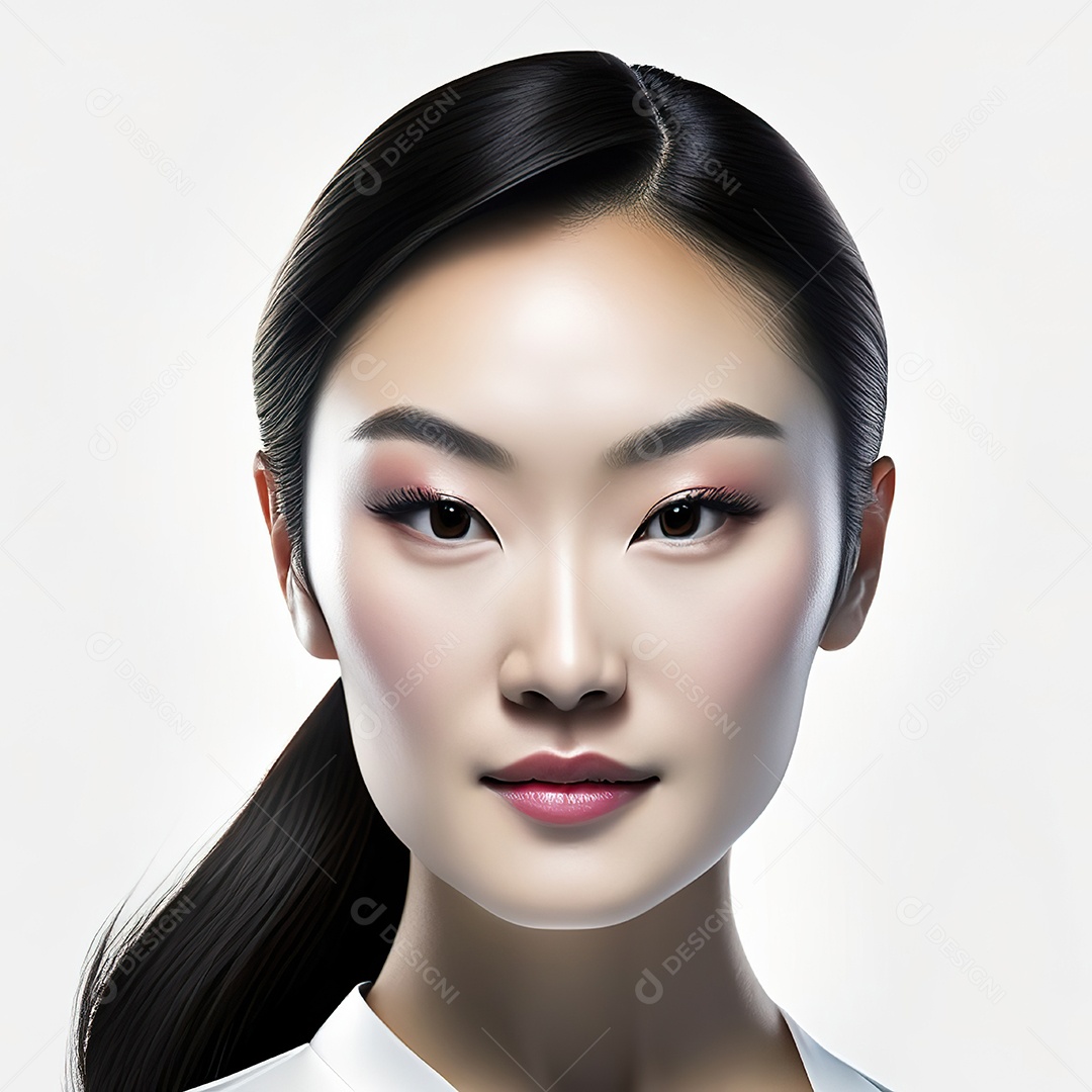 Retrato de uma mulher asiática em uma malha detalhada