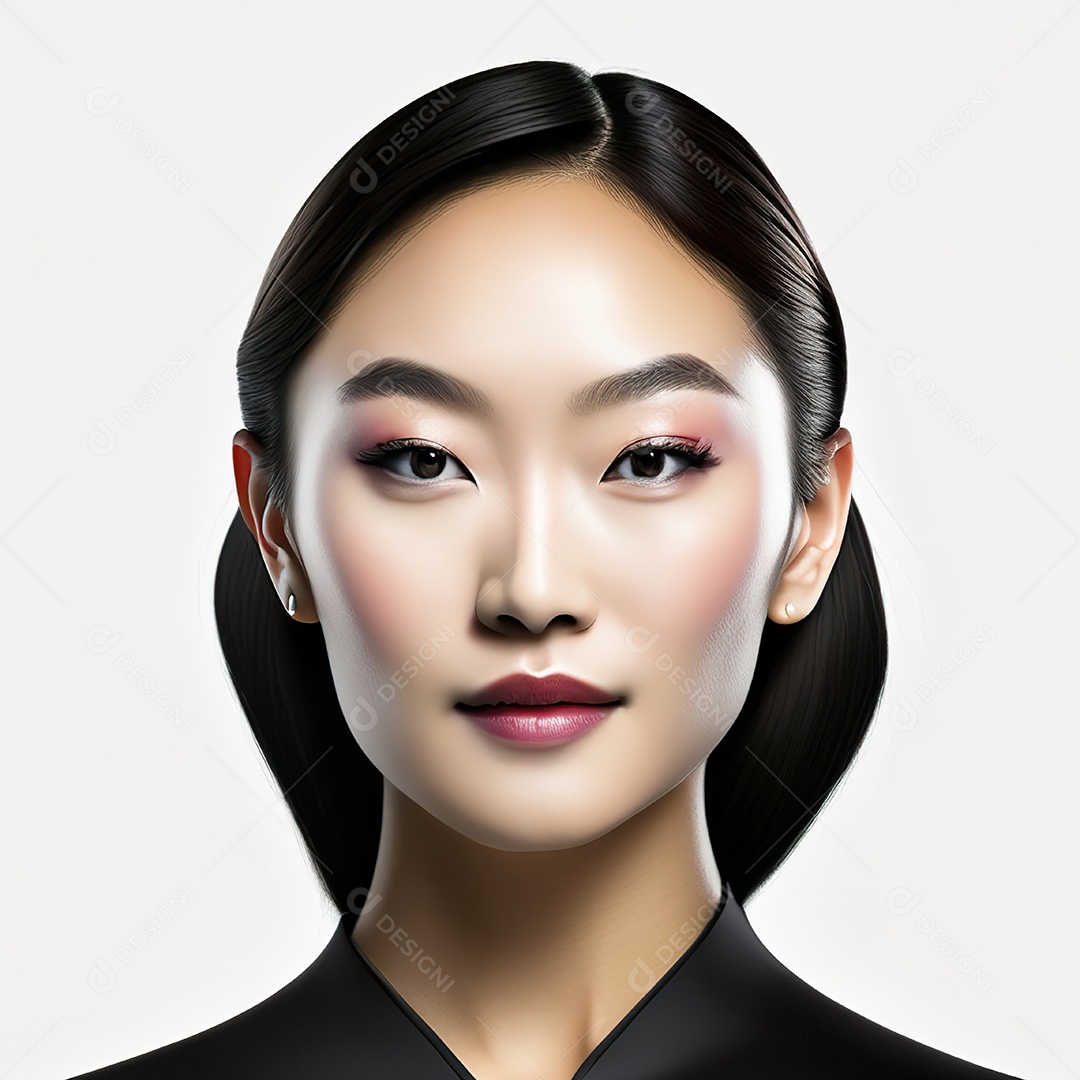 Retrato de uma mulher asiática em uma malha detalhada