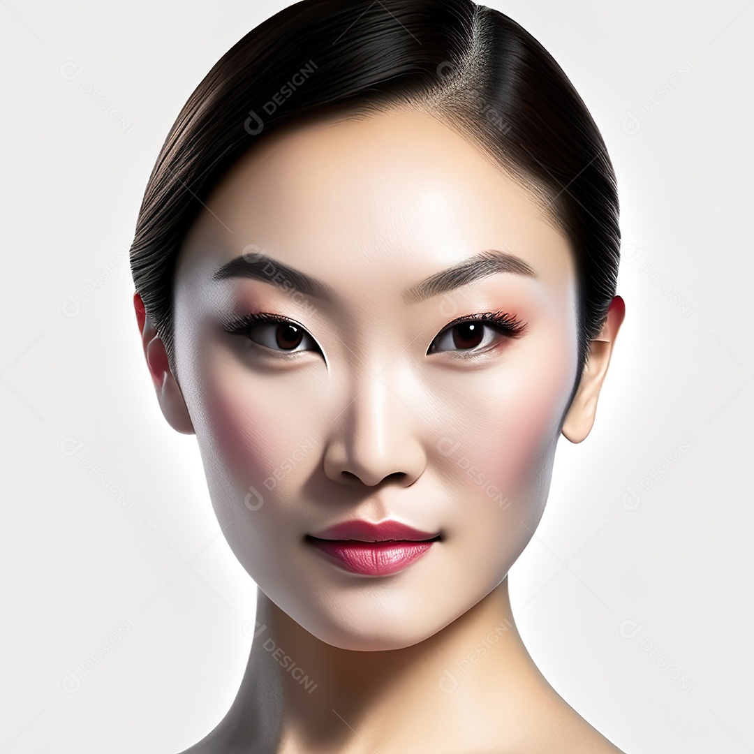 Retrato de uma mulher asiática em uma malha detalhad