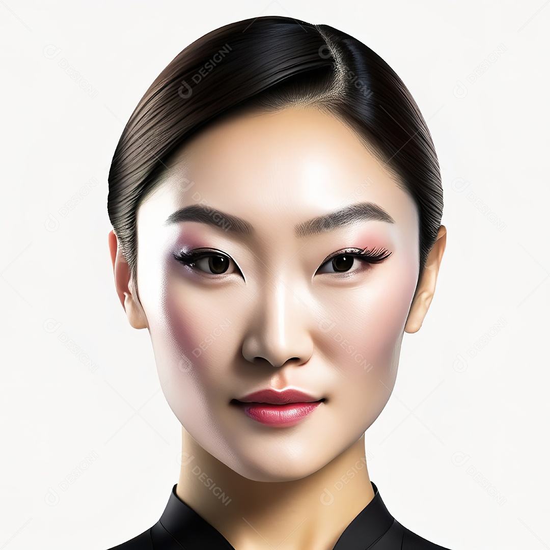 Retrato de uma mulher asiática em uma malha detalhada