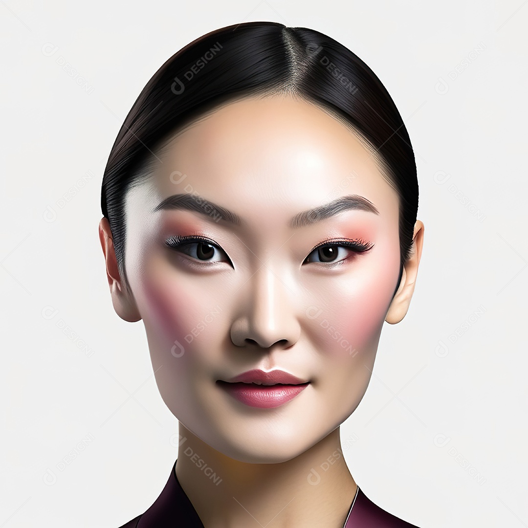 Retrato de uma mulher asiática em uma malha detalhad