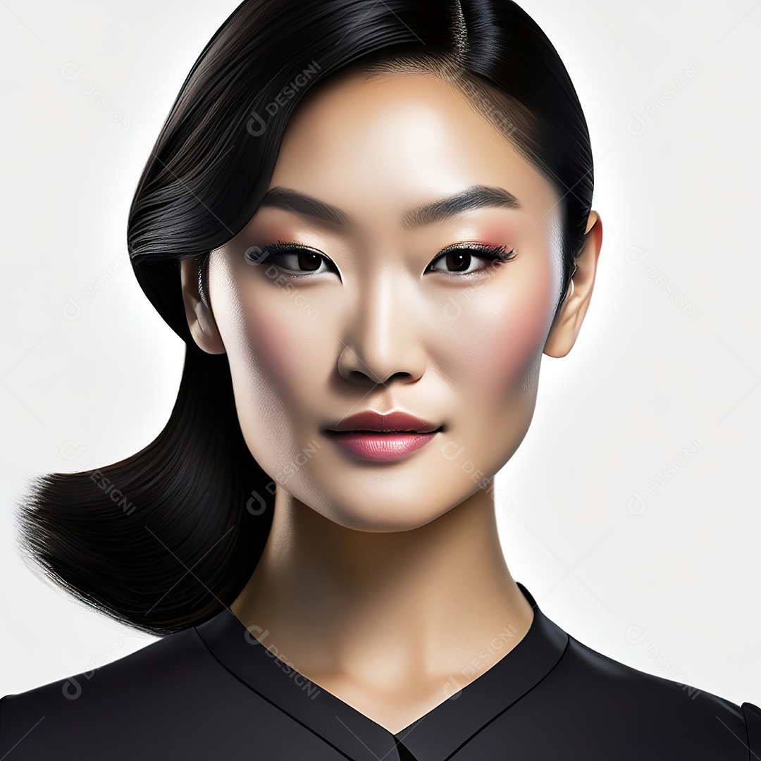 Retrato de uma mulher asiática em uma malha detalhada