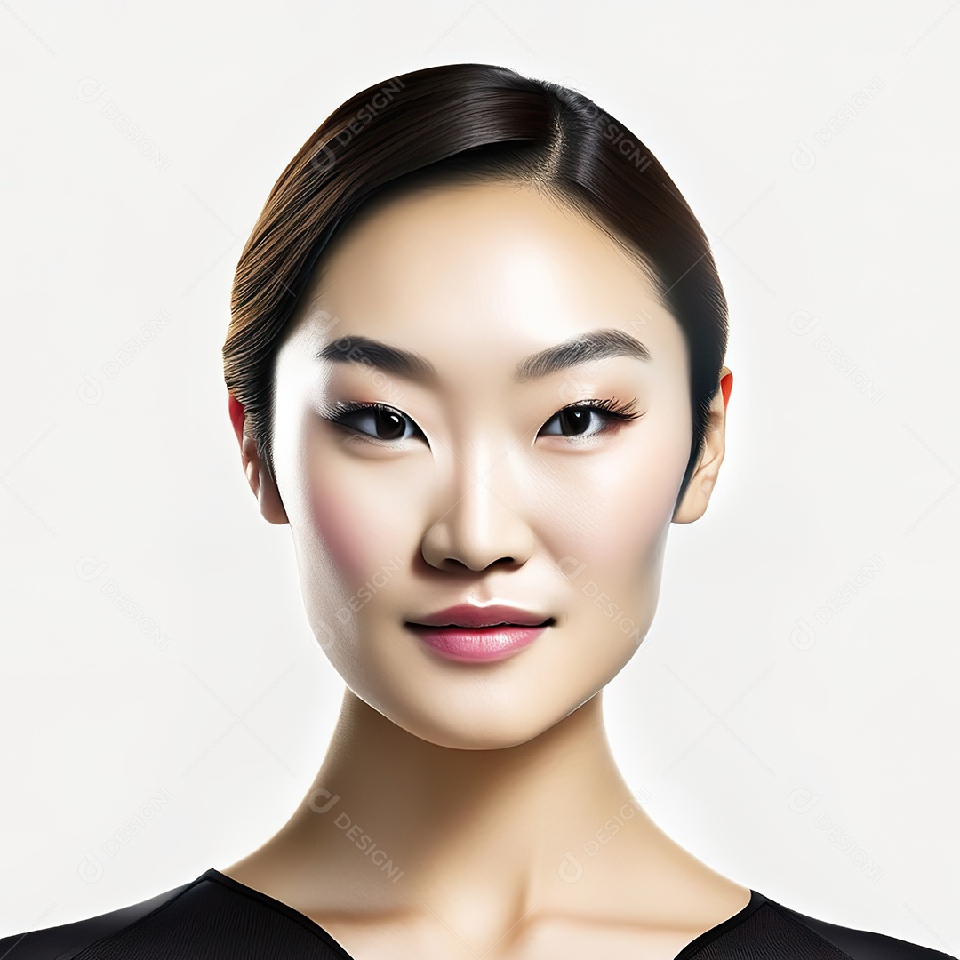 Retrato de uma mulher asiática em uma malha detalhada