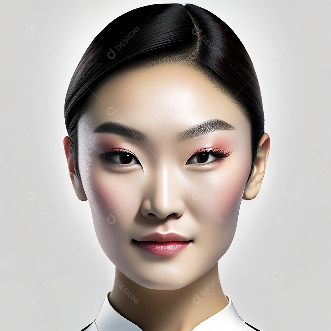 Retrato de uma mulher asiática em uma malha detalhada