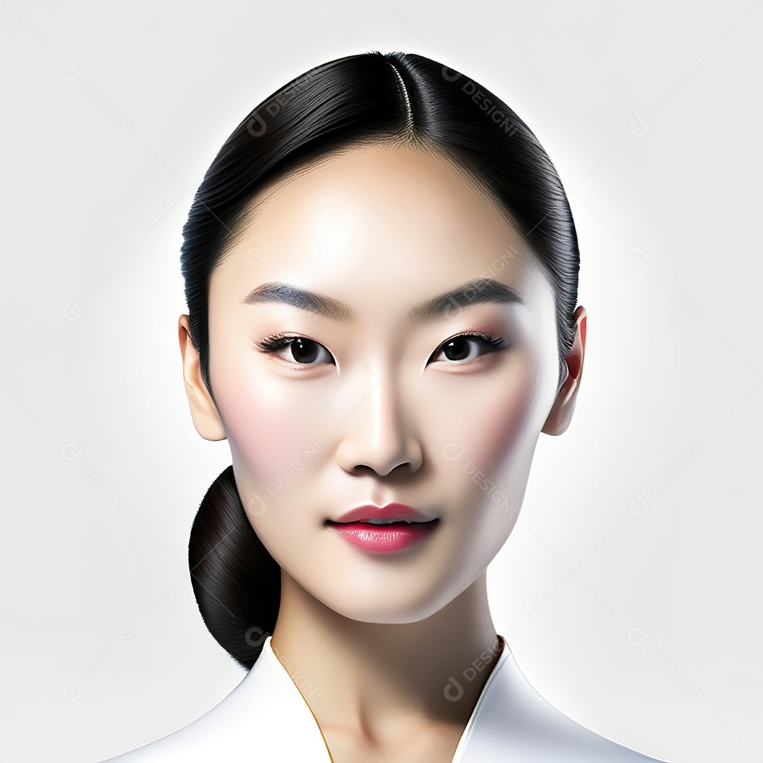 Retrato de uma mulher asiática em uma malha detalhada