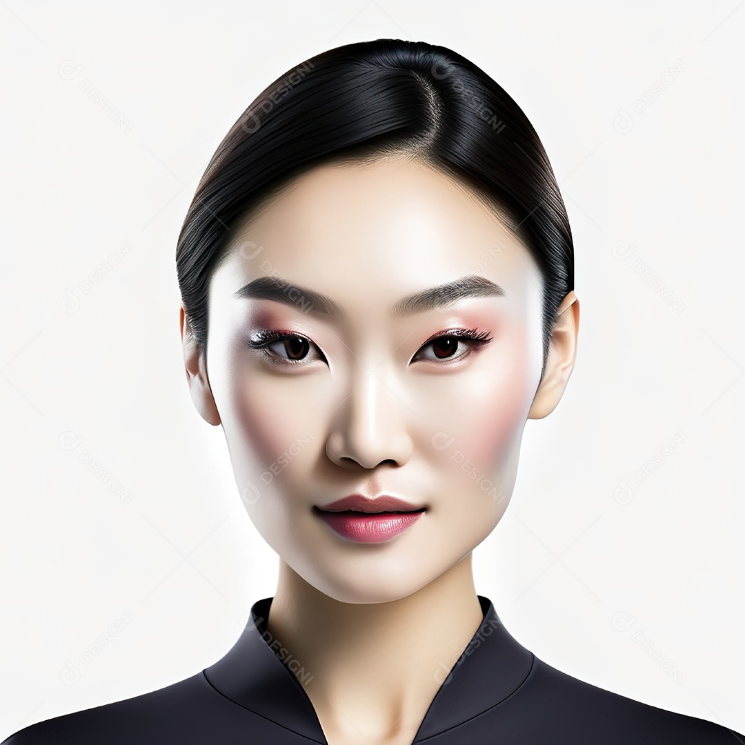 Retrato de uma mulher asiática em uma malha detalhada