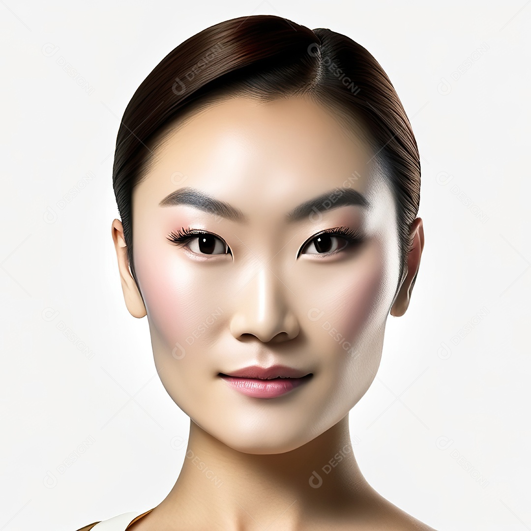 Retrato de uma mulher asiática em uma malha detalhad